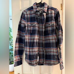 Superdry Men’s Navy, Gray & Red Plaid Shirt Jacket